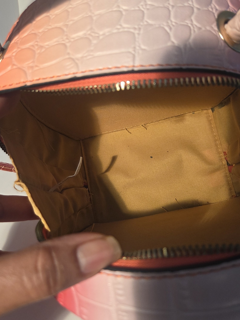 Ombre Pink to Coral Crossbody Bag with Top Handle - Picture 8 of 9